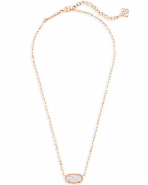 Kendra Scott -Elisa Rose Gold Pendant Necklace - Iridescent Drusy