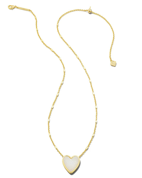 Kendra Scott - Heart Gold Pendant Necklace - Iridescent Drusy