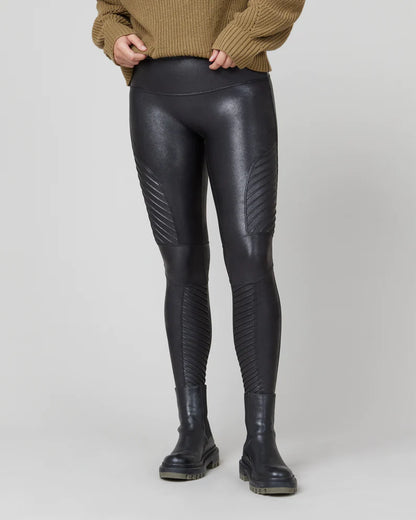 Spanx- Faux Leather Moto Leggings