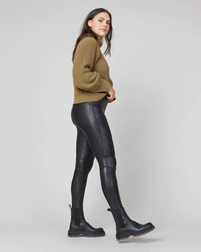 Spanx- Faux Leather Moto Leggings