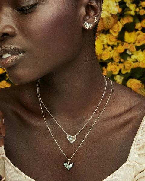 Kendra Scott - Ari Heart Gold Stud Earrings - Dichroic Glass