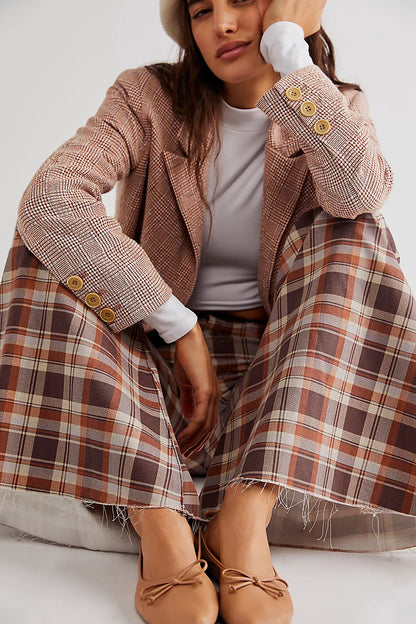 Free People- Just Float On Flares- Dark Chocolate Combo-  PLAID