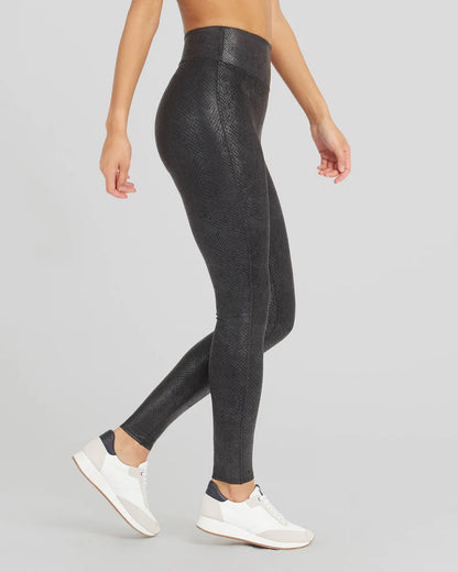 Spanx- Faux Leather Matte Snake Leggings