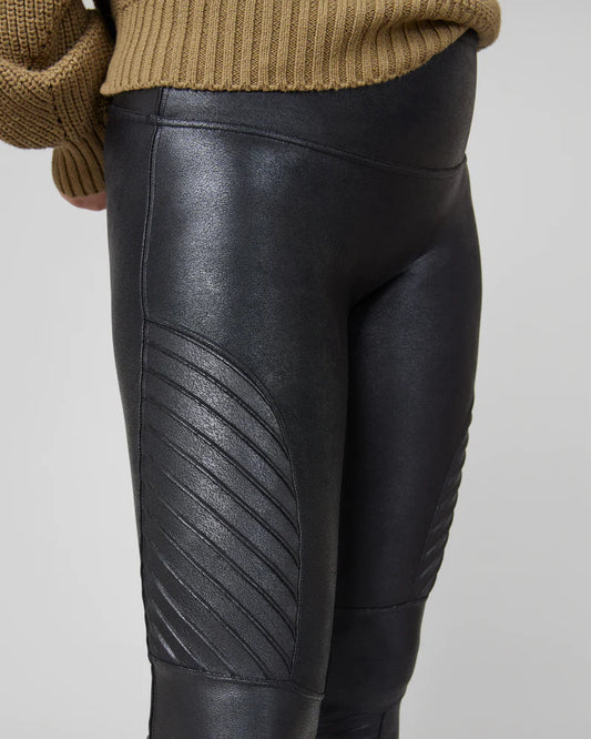 Spanx- Faux Leather Moto Leggings