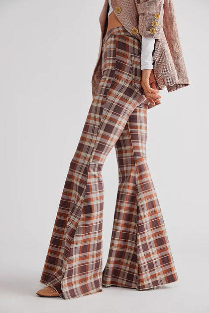 Free People- Just Float On Flares- Dark Chocolate Combo-  PLAID