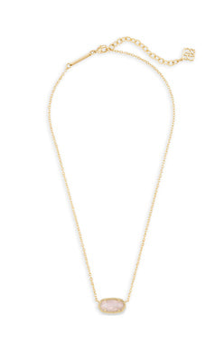 Kendra Scott - Elisa Gold Short Pendant Necklace - ROSE QUARTZ