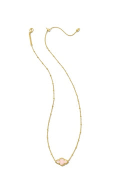 Kendra Scott-Abbie Gold Pendant Necklace- ROSE QUARTZ
