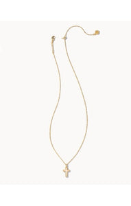 Kendra Scott - Cross Gold Pendant Necklace - WHITE KYOCERA OPAL