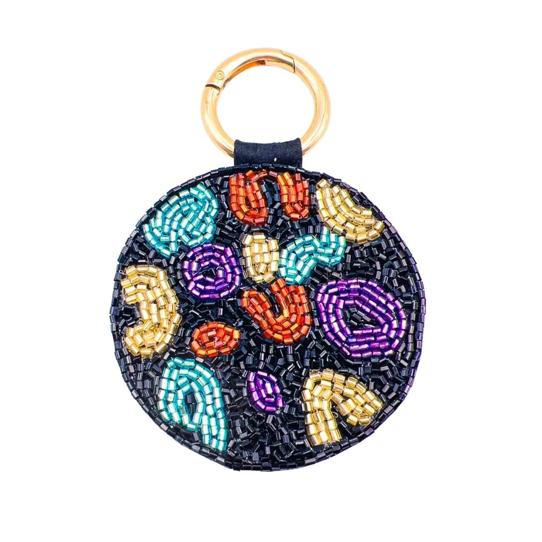 Multi Leopard Beaded Keychain