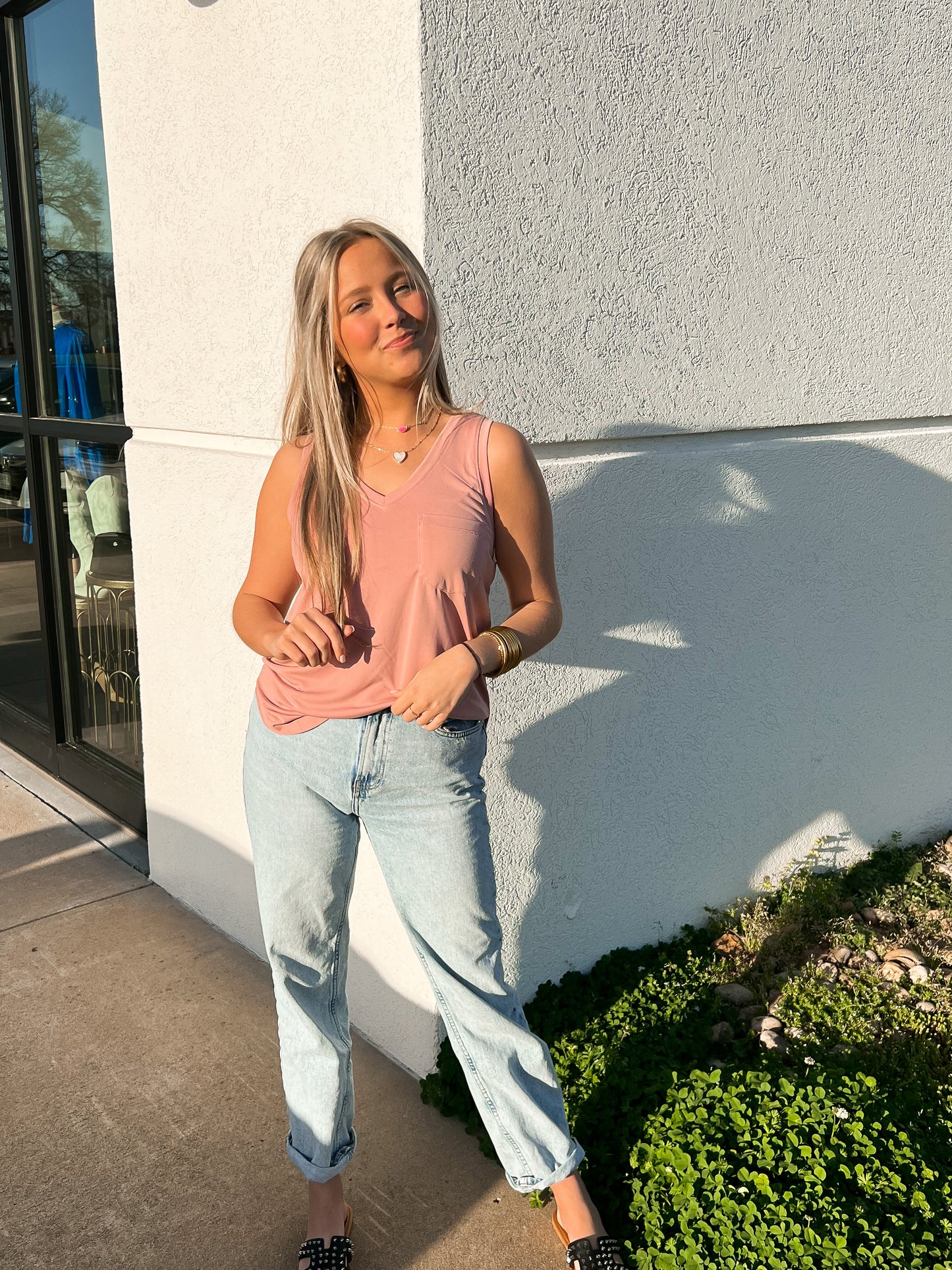 Another Love - Esther Pocket Tank - ROSE QUARTZ