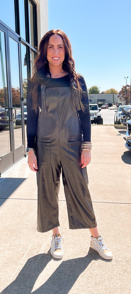Trendy Edgy Leather Jumpsuit