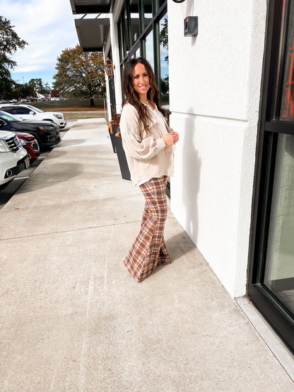 Free People- Just Float On Flares- Dark Chocolate Combo-  PLAID