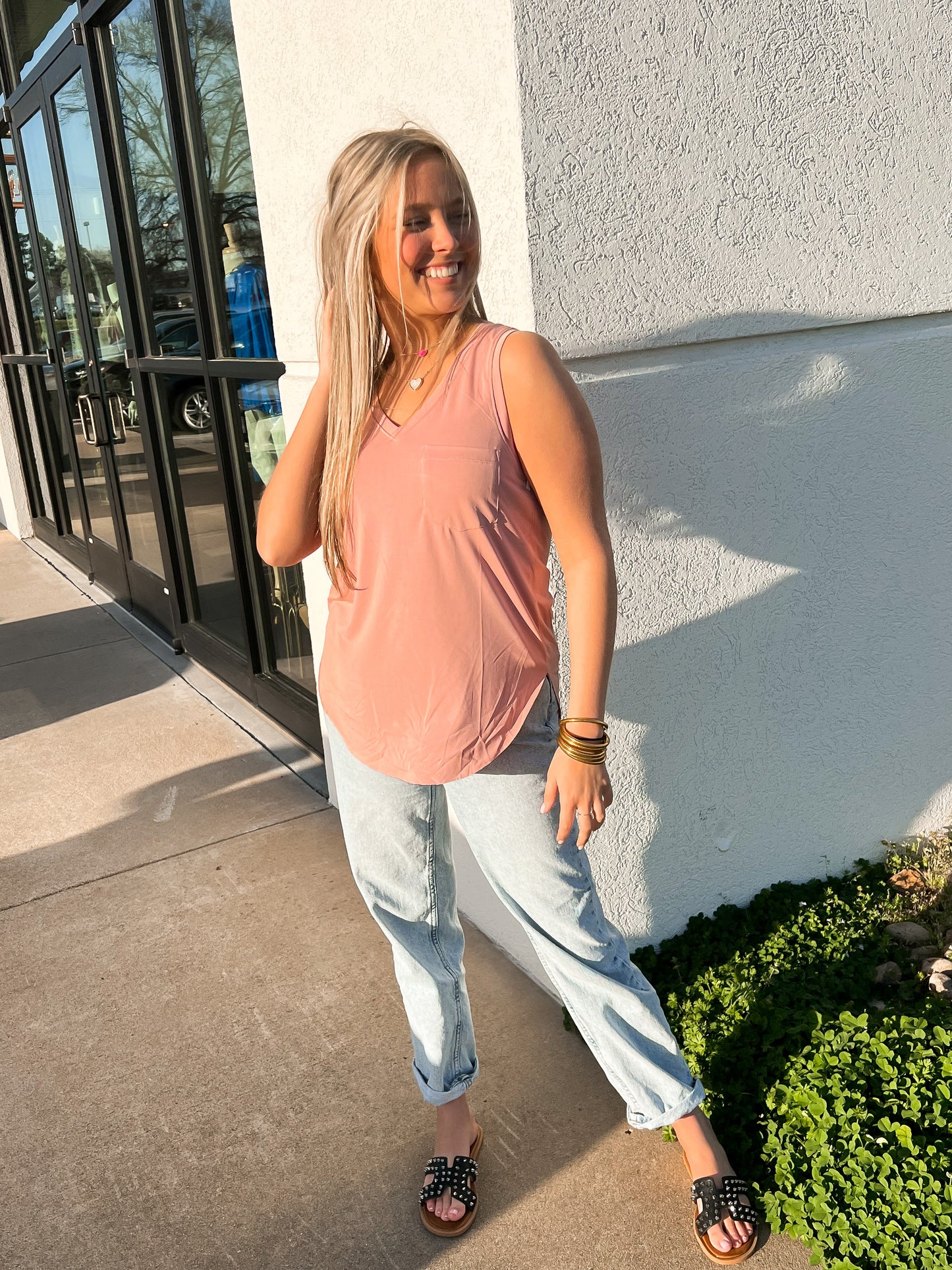 Another Love - Esther Pocket Tank - ROSE QUARTZ