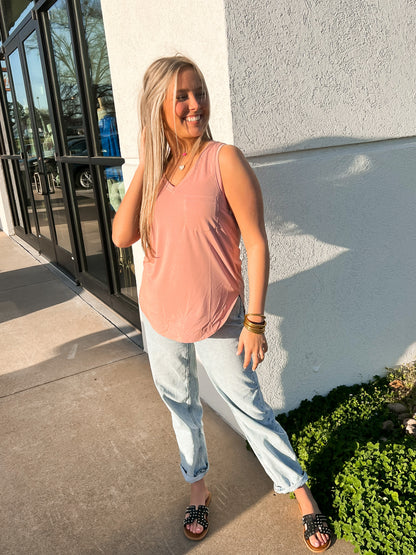 Another Love - Esther Pocket Tank - ROSE QUARTZ
