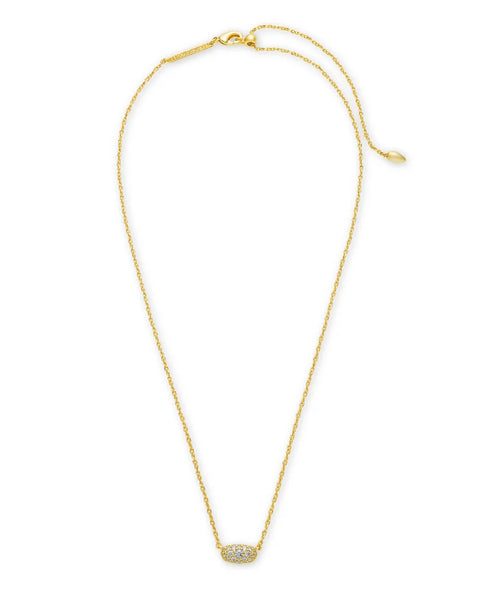 Kendra Scott - Grayson Gold Pendant Necklace - WHITE CRYSTAL